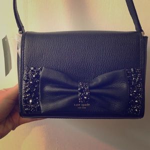 Kate spade- leather crossbody with rhinestone bow